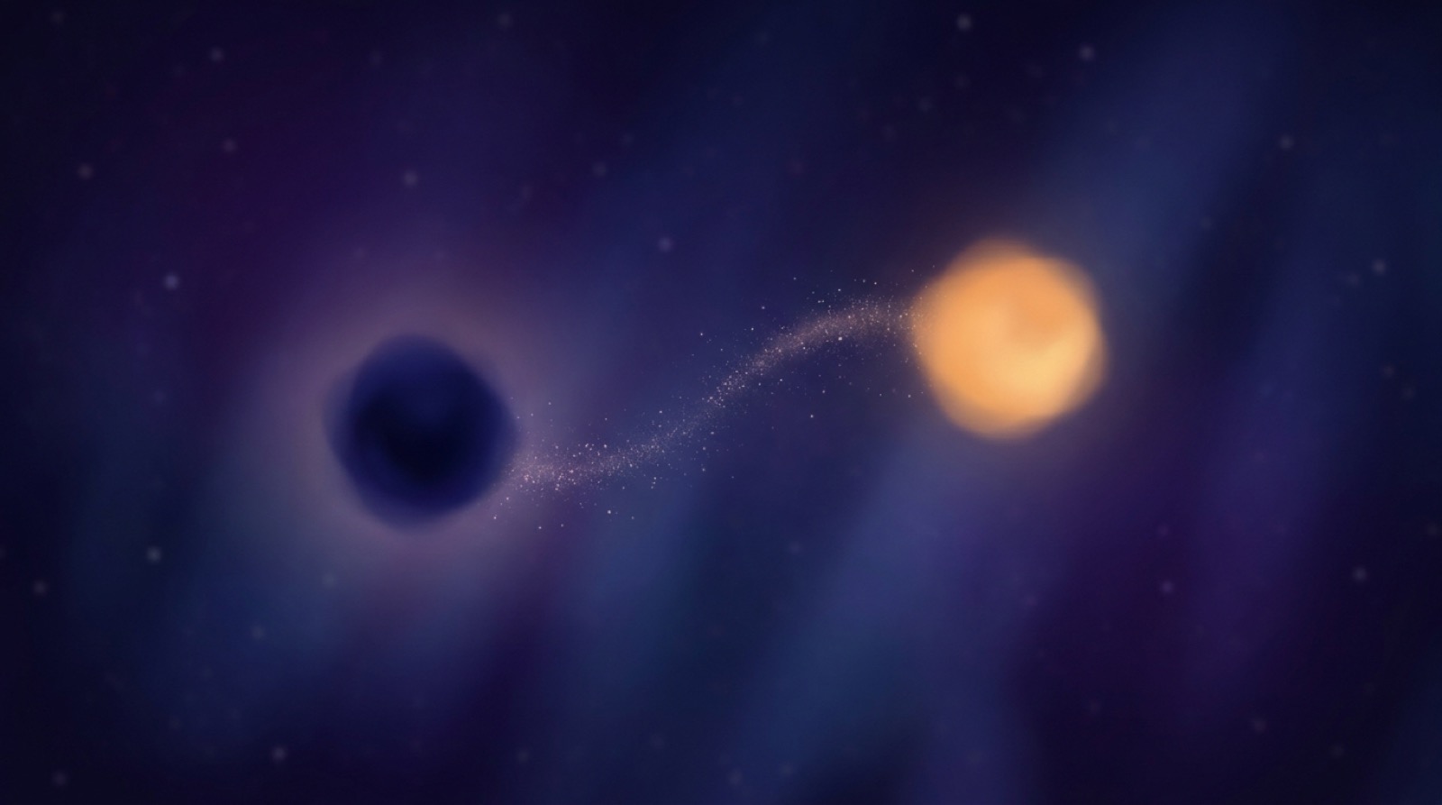 Two glowing orbs of indigo and amber light connected by a calm thread of stardust