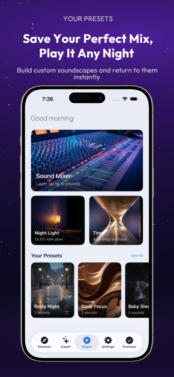 Drowze saved presets list for one-tap recall across devices