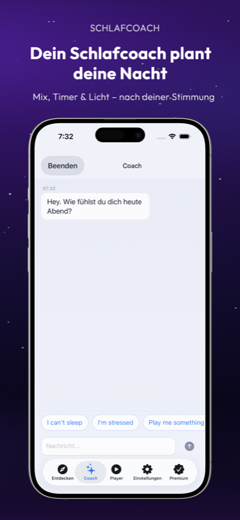 Drowze Schlafcoach chat with suggested responses