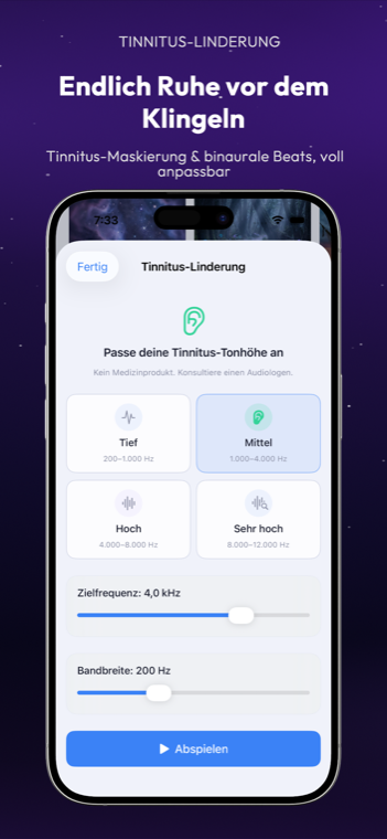Drowze tinnitus relief with adjustable notch filter