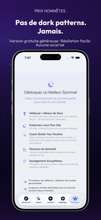 Drowze premium paywall with transparent pricing