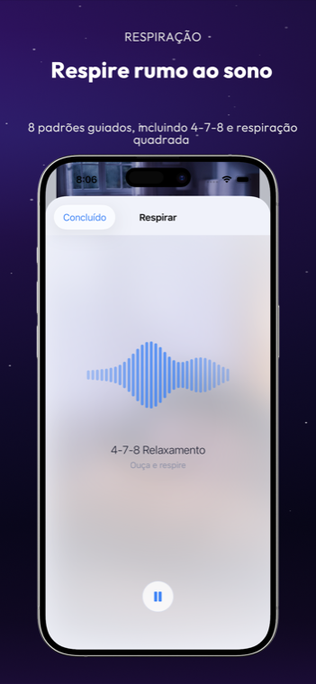 Drowze guided breathing with animated 4-7-8 wave